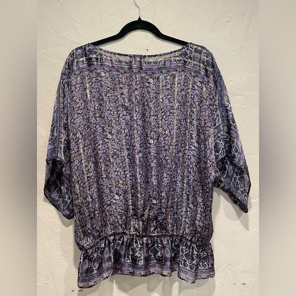 Joie Purple & Gold Silk Blouse - Picture 2 of 10
